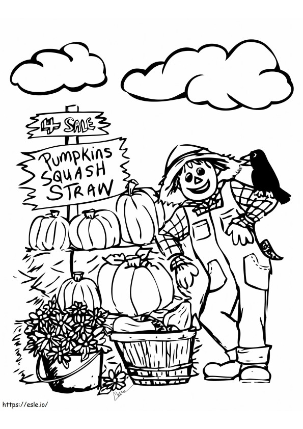 Straw Man And Pumpkin Patch coloring page