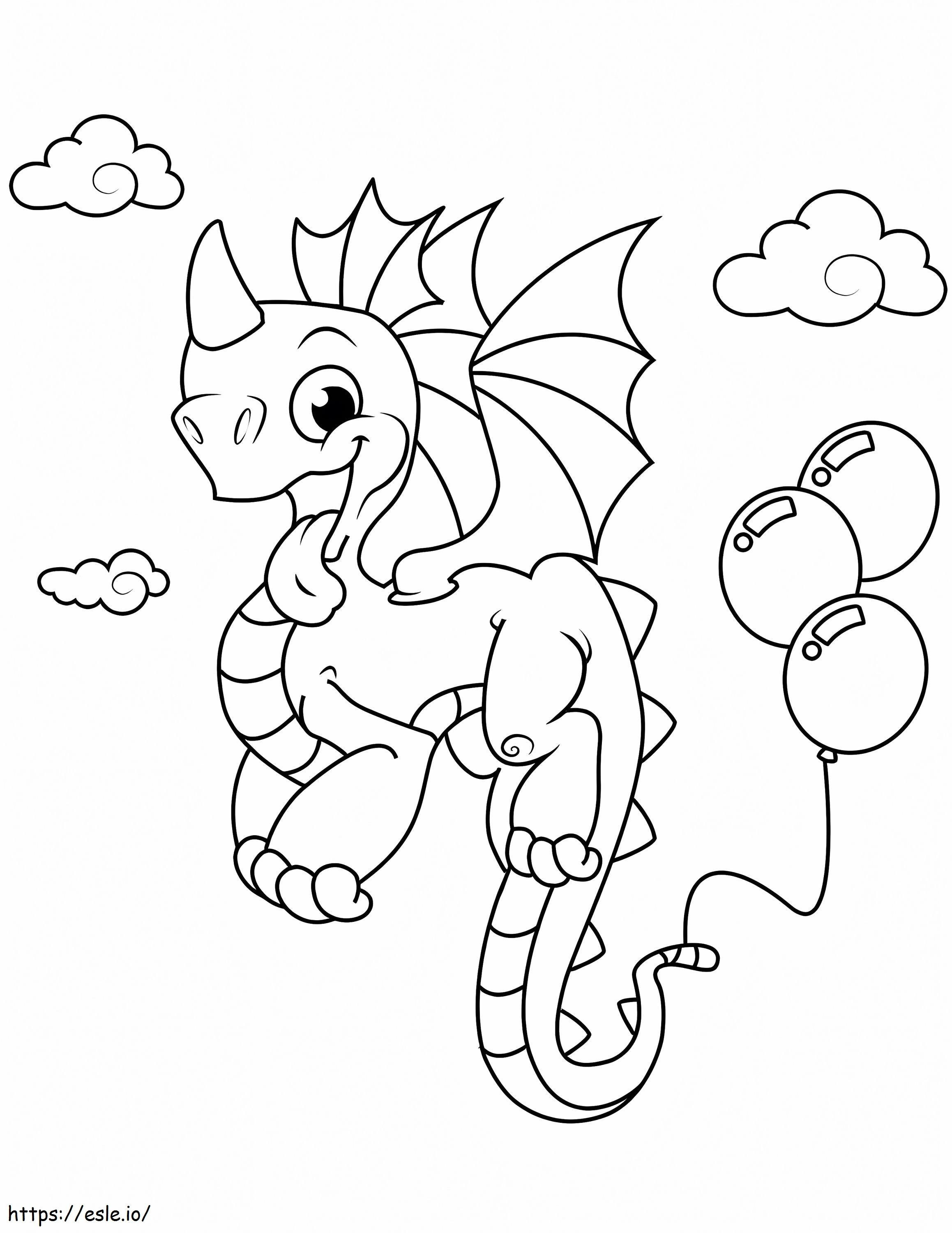 Coloriage Dragon et ballons à imprimer dessin
