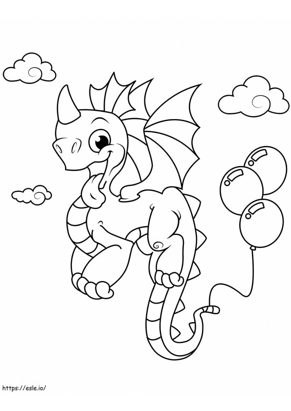 Dragão e balões para colorir