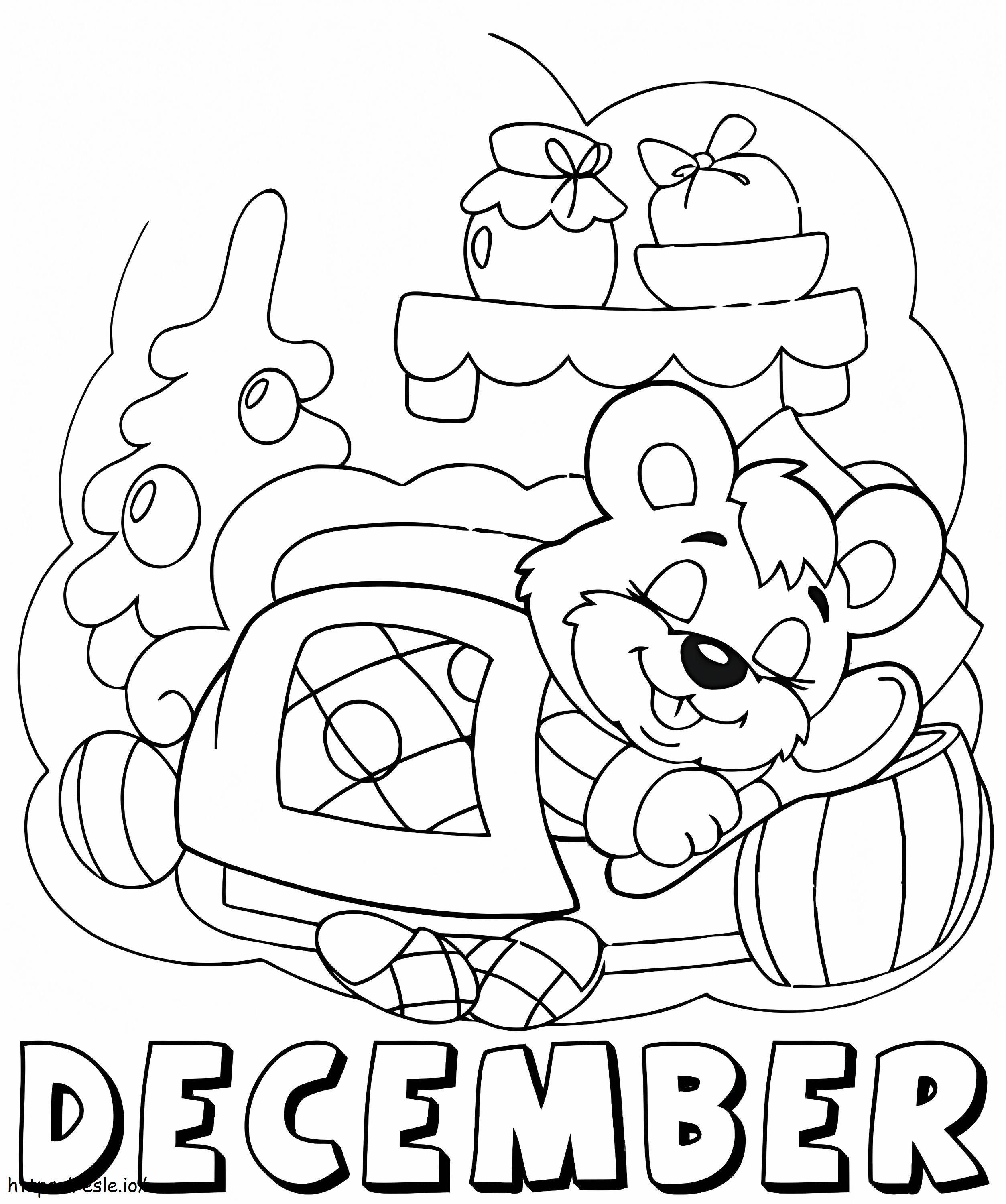 December Sleeping Squirrel coloring page