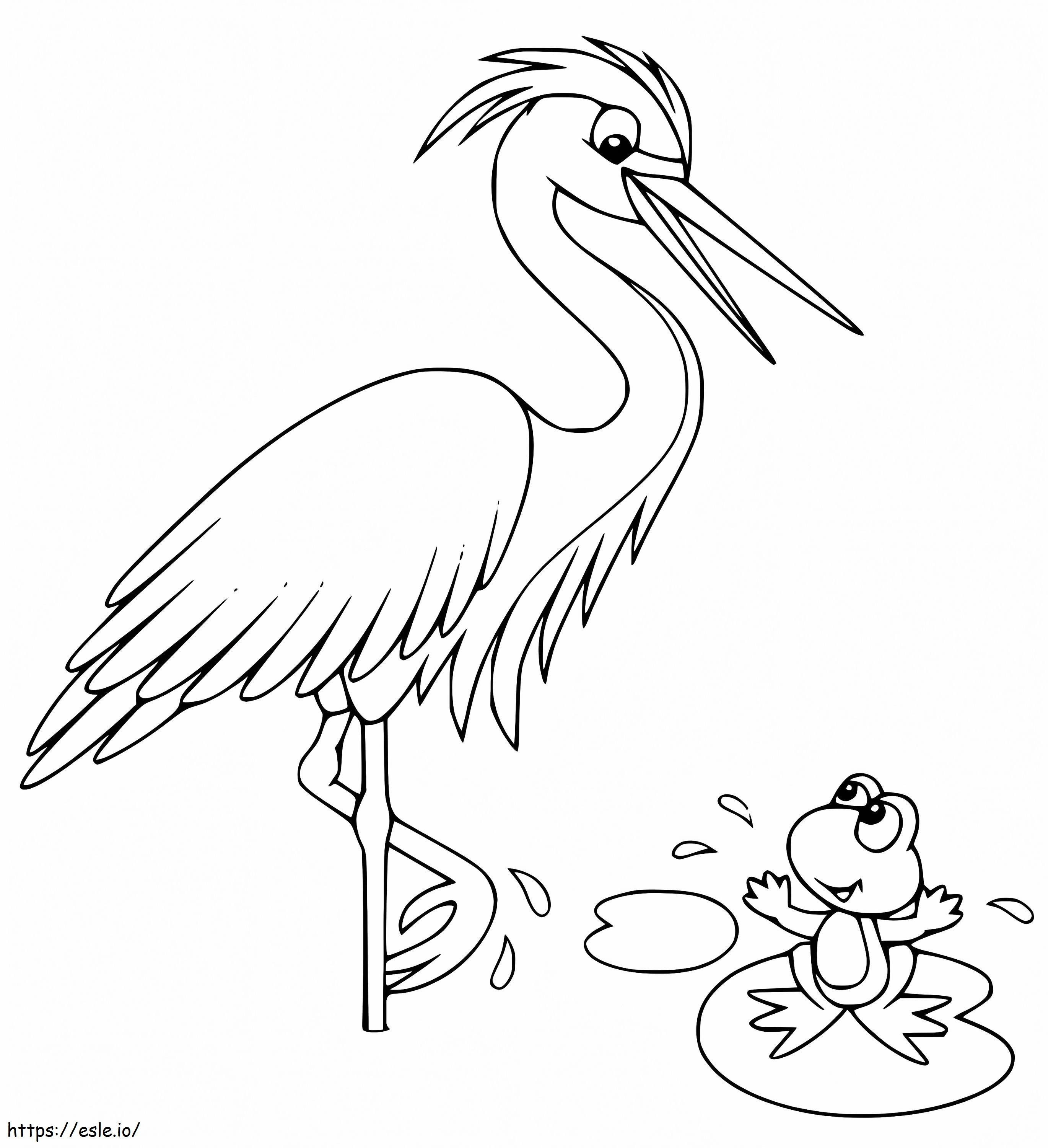 Egret And Frog coloring page