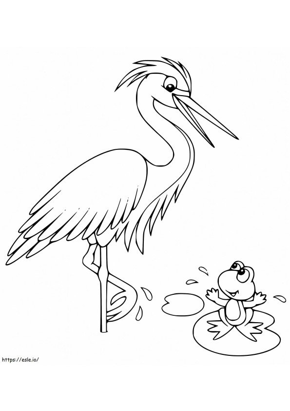 Egretă și broasca de colorat