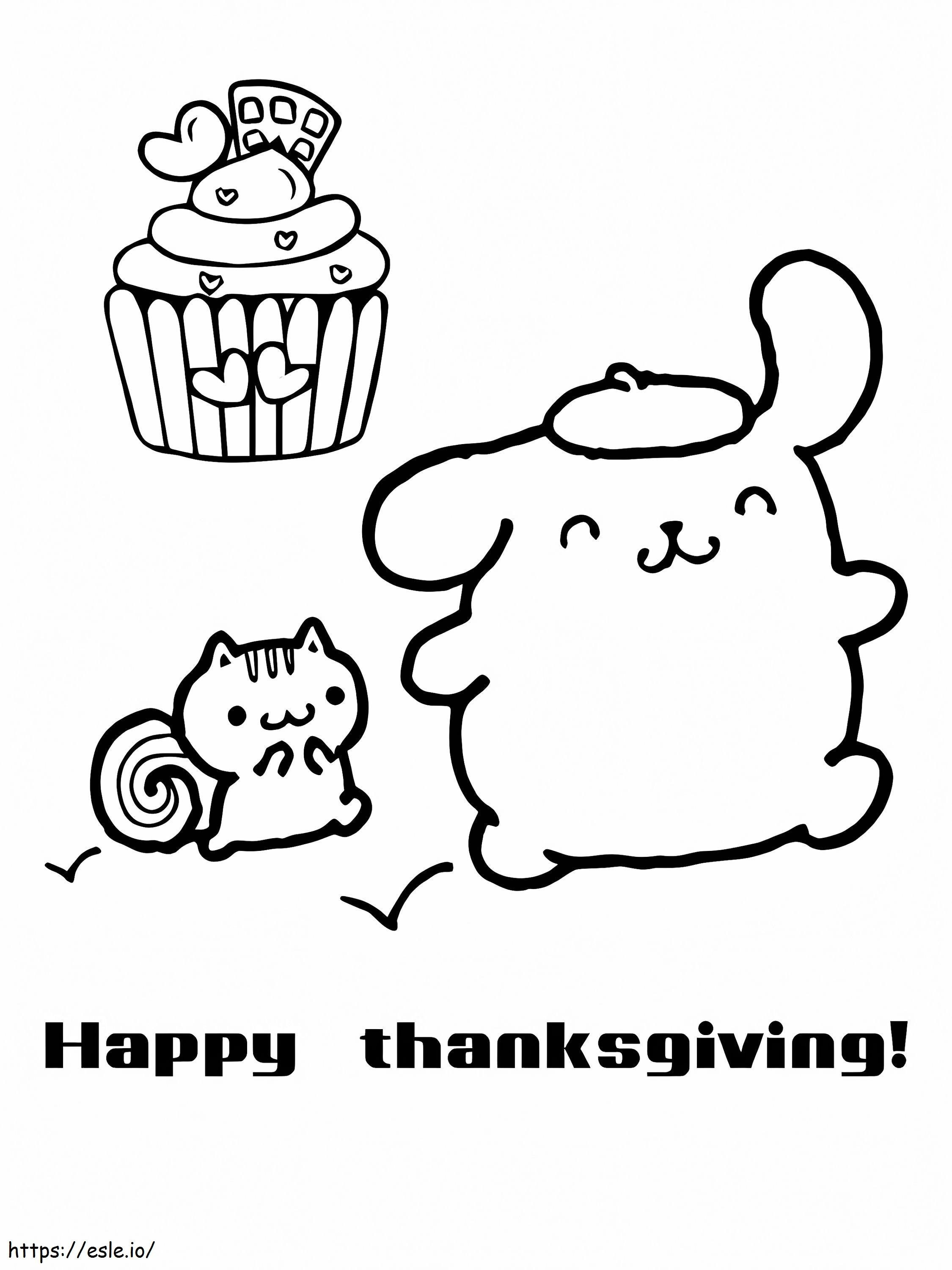 Pompompurin With Cupcake coloring page