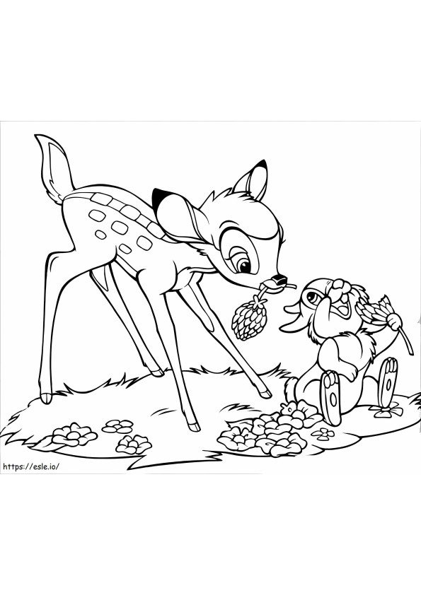 Bambi en Stampertje eten kleurplaat