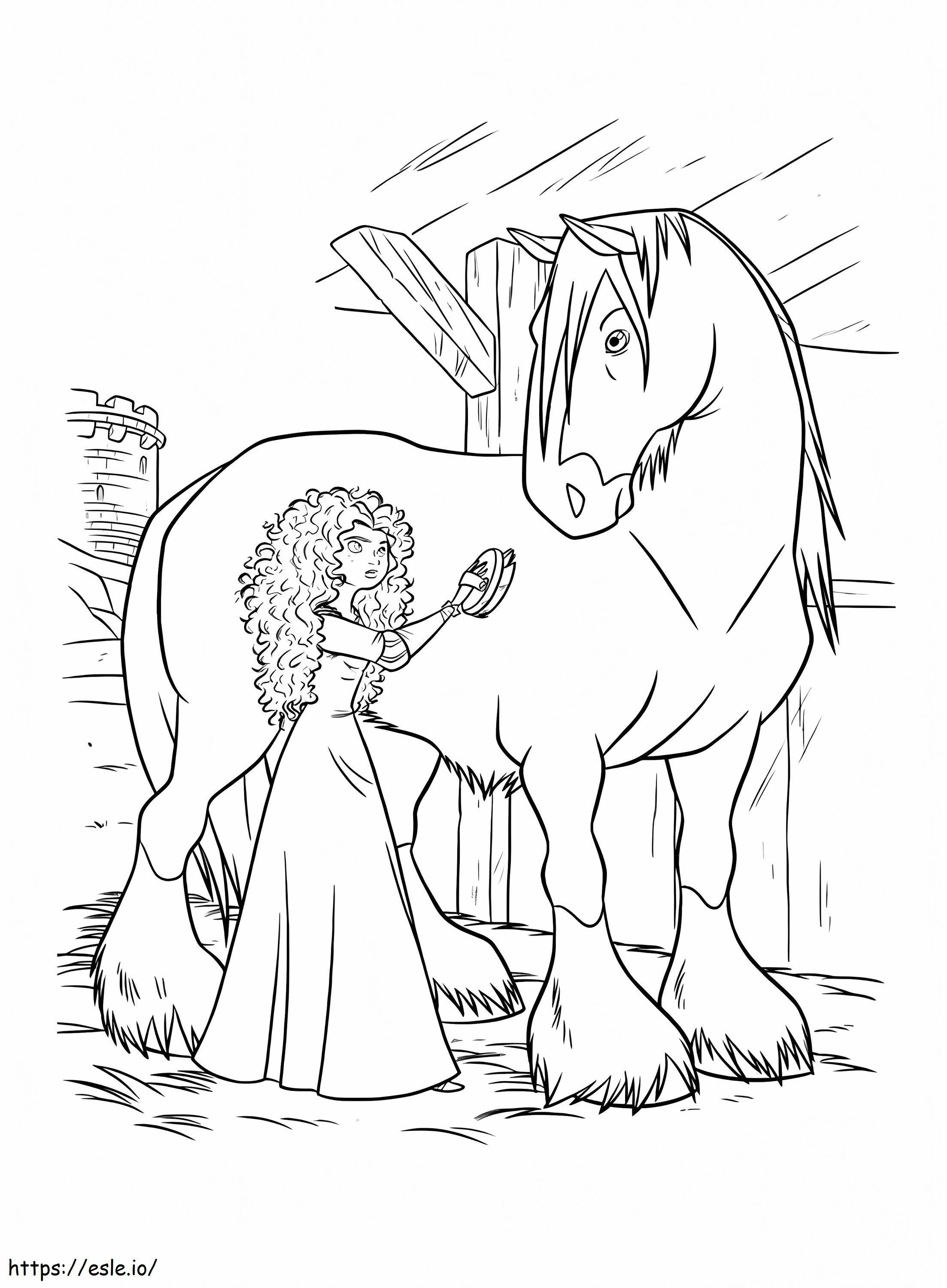 Princess Merida With Angus 1 coloring page