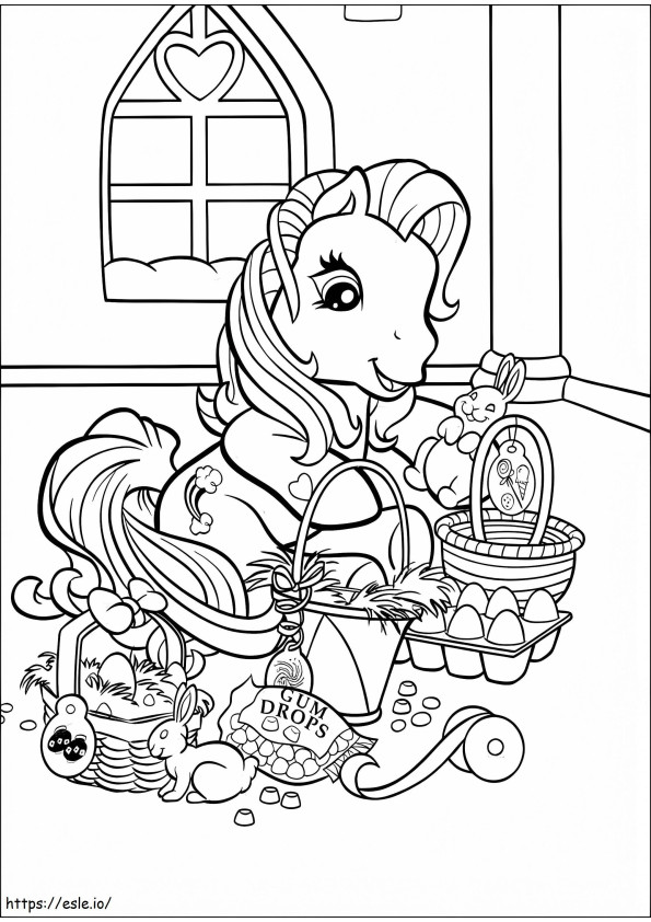 Pony Met Paasmand kleurplaat