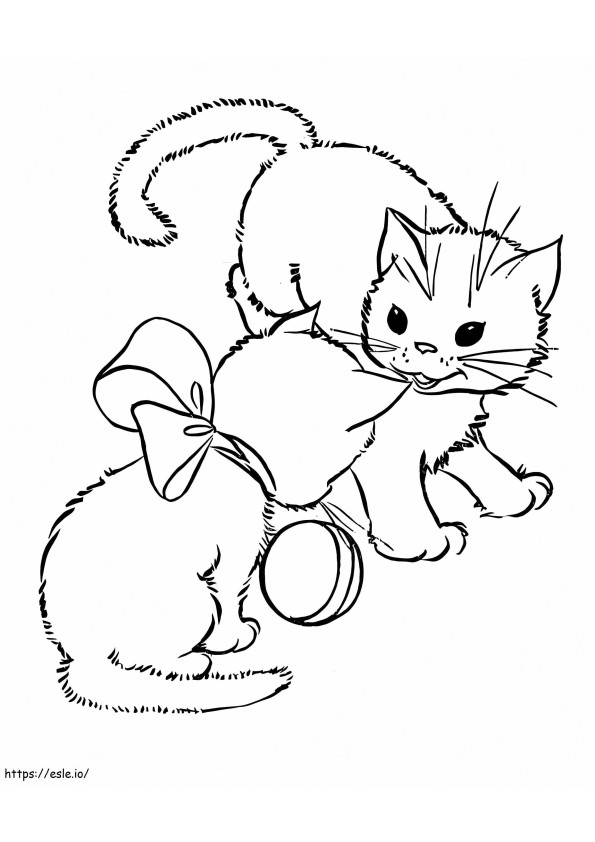 Coloriage Deux chatons à imprimer dessin