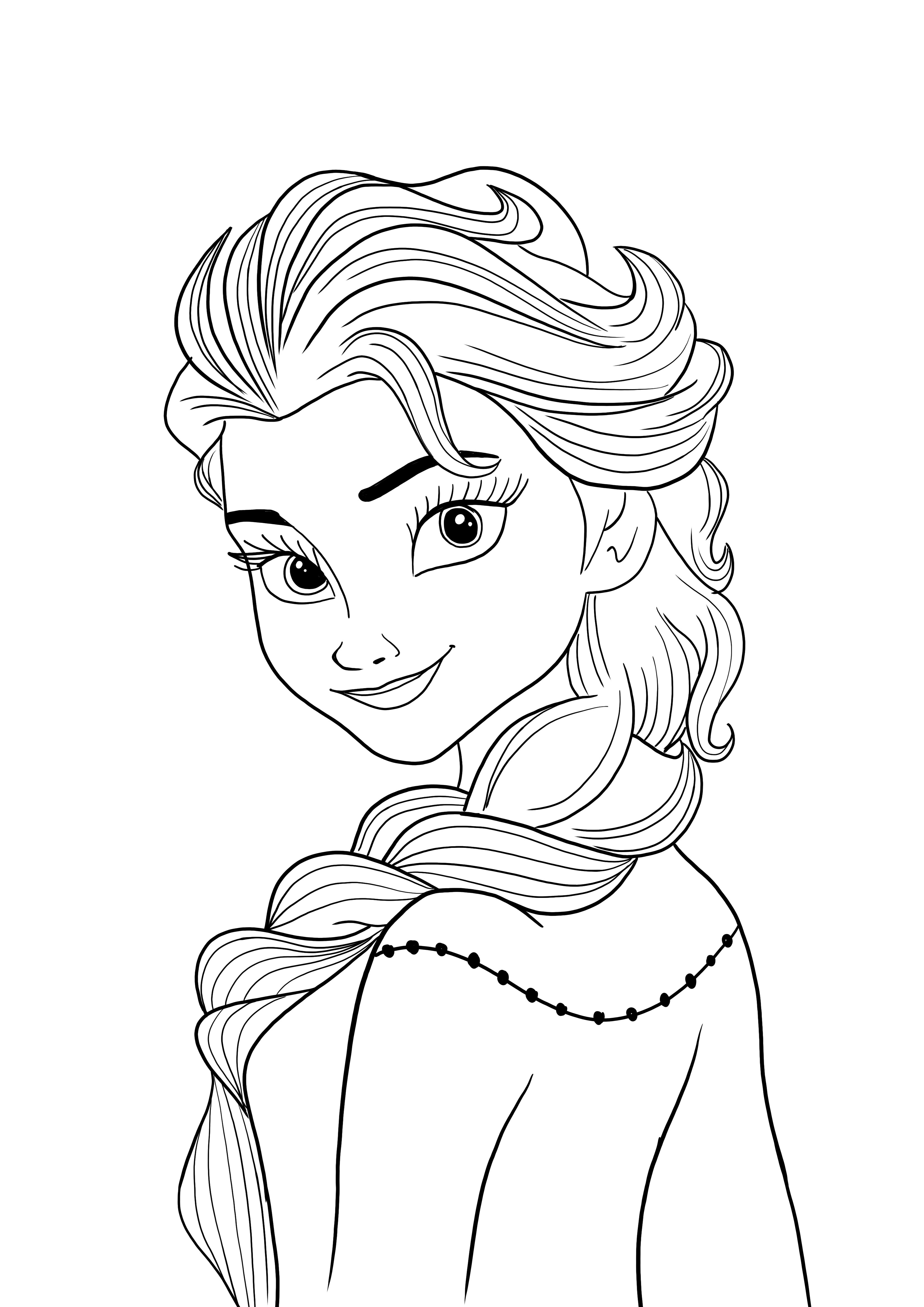 Dibujo de Elsa para colorear e imprimir gratis.