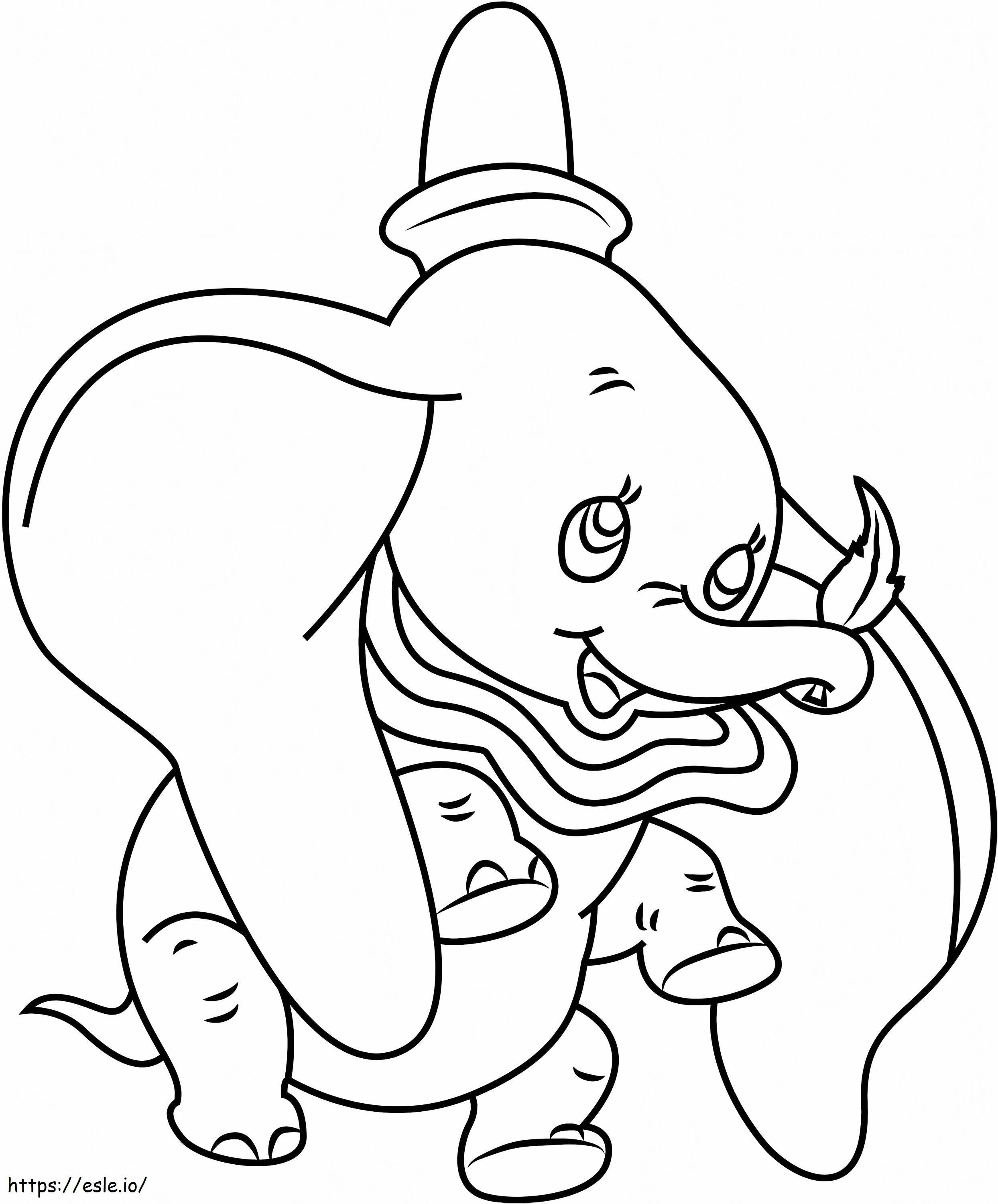 1530929502 Dumbo Sosteniendo Hoja A4 para colorear