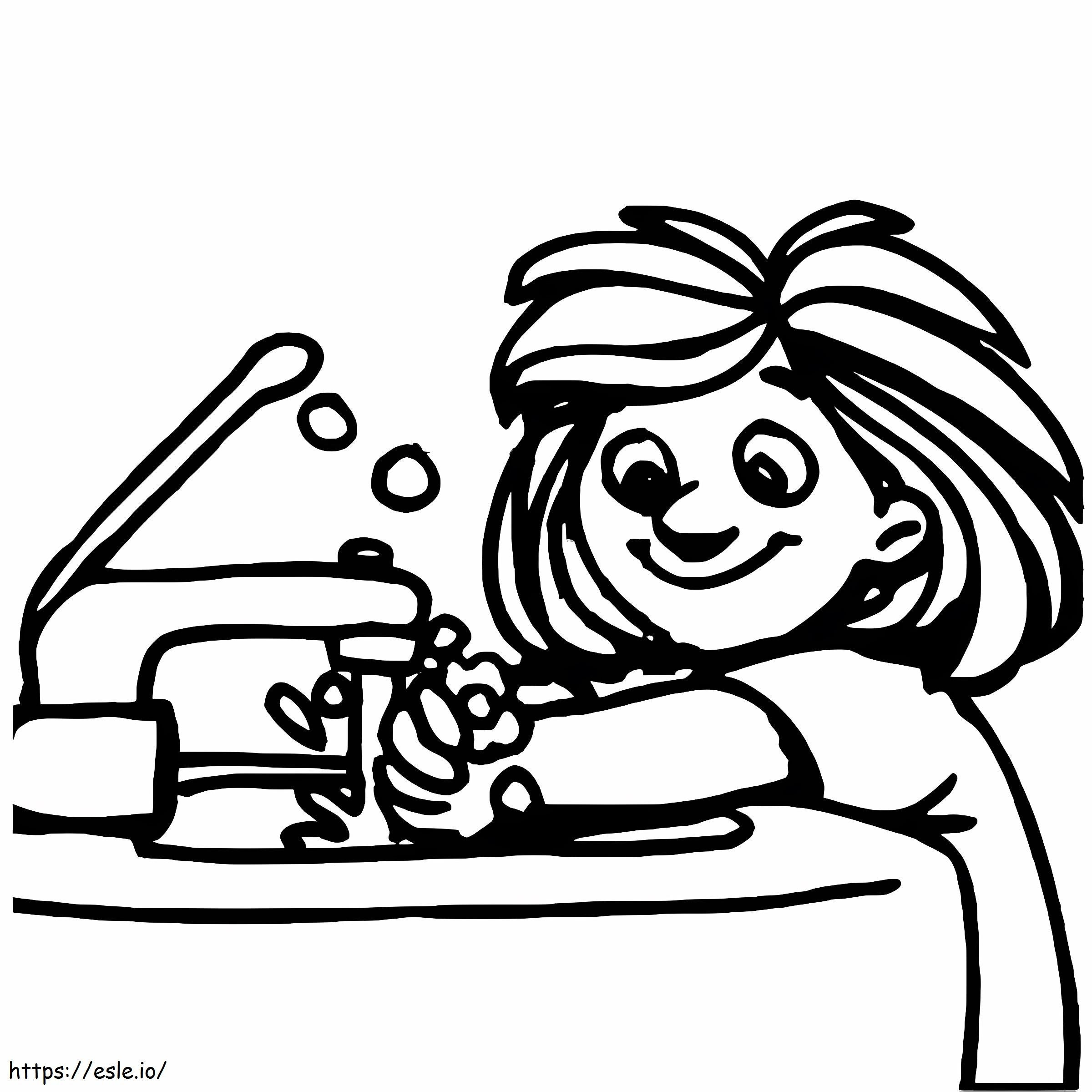 Girl Washing Hands coloring page
