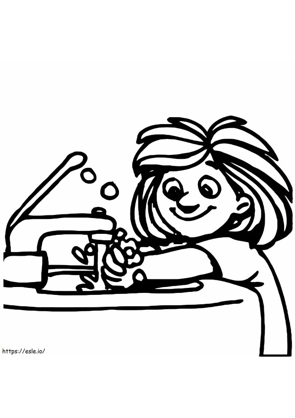 Girl Washing Hands coloring page
