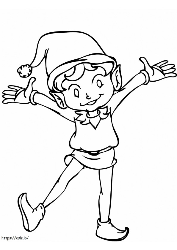 Elf Looks Happy coloring page