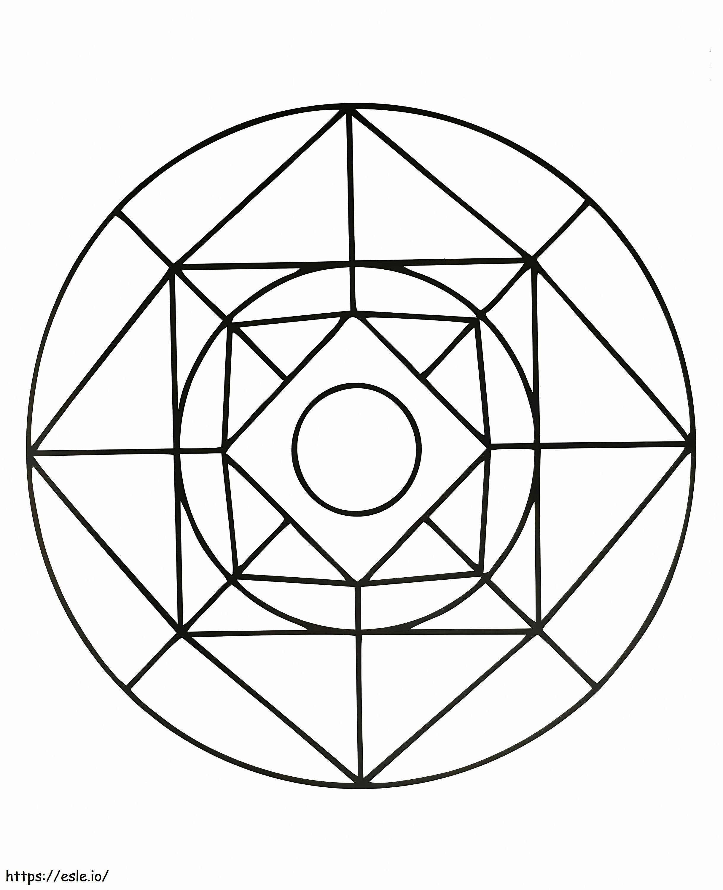 幾何学的な正方形と円 ぬりえ - 塗り絵