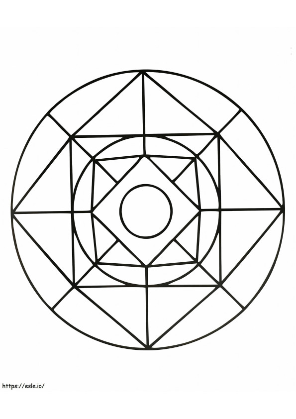 Geometrinen neliö ja ympyrä värityskuva
