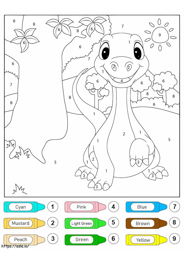 Lovable Crawling Dino Color By Number coloring page