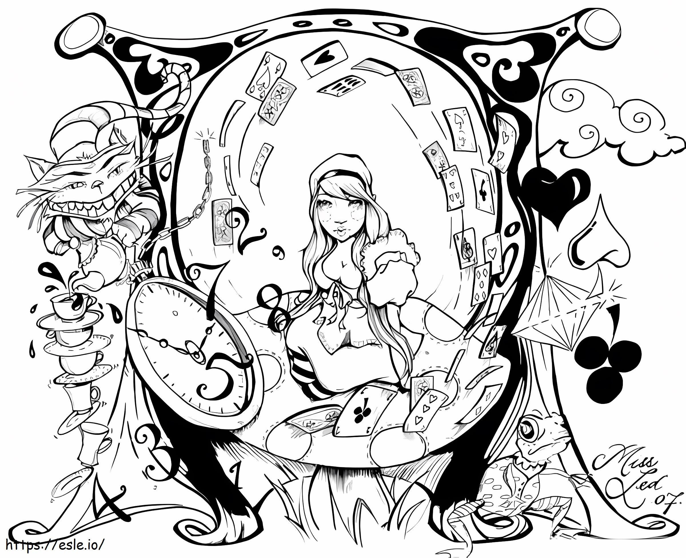 Alice In Wonderland Psychedelisch kleurplaat kleurplaat