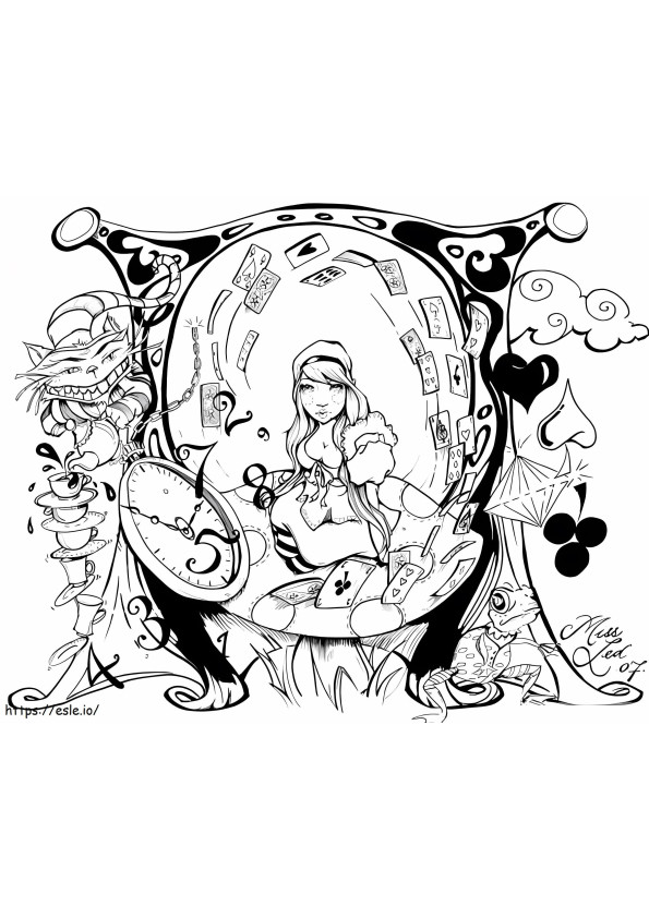 Alice im Wunderland psychedelisch ausmalbilder