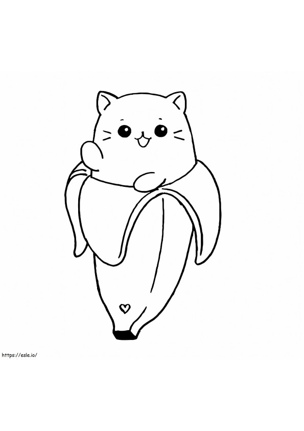 Gato Banana Fofo para colorir