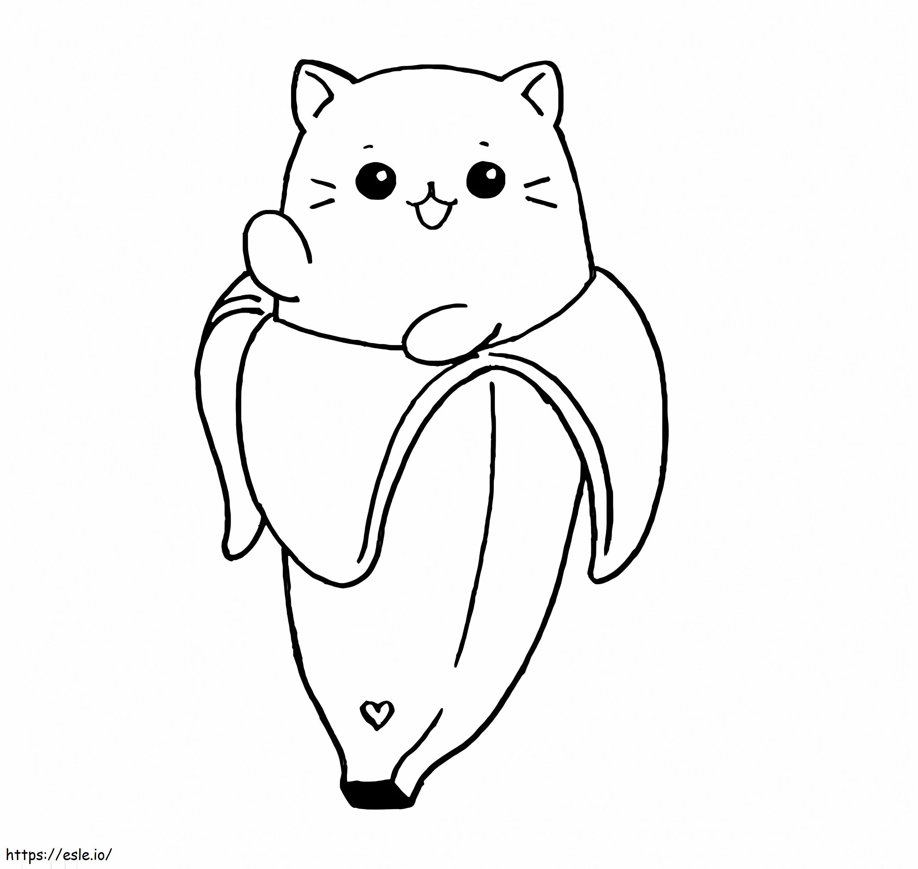 Cute Banana Cat coloring page