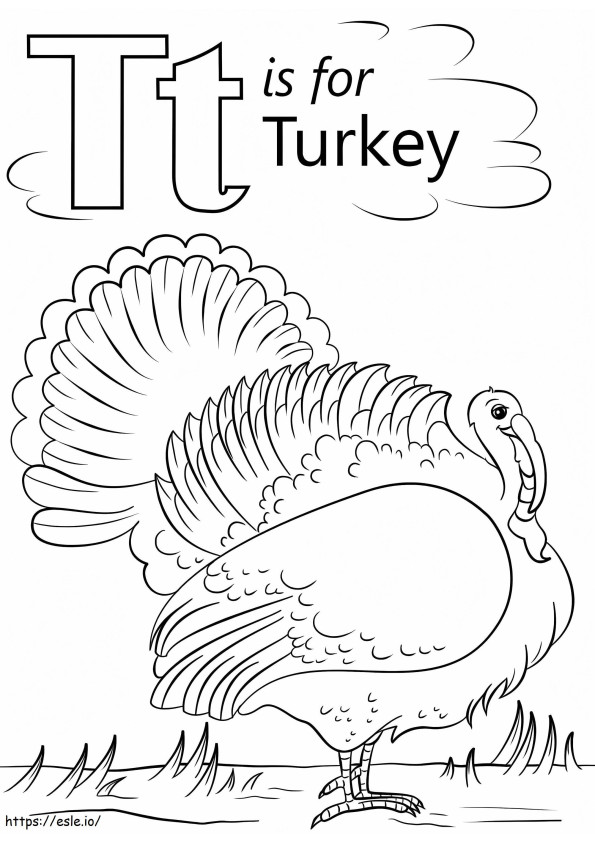 Turquía letra T para colorear