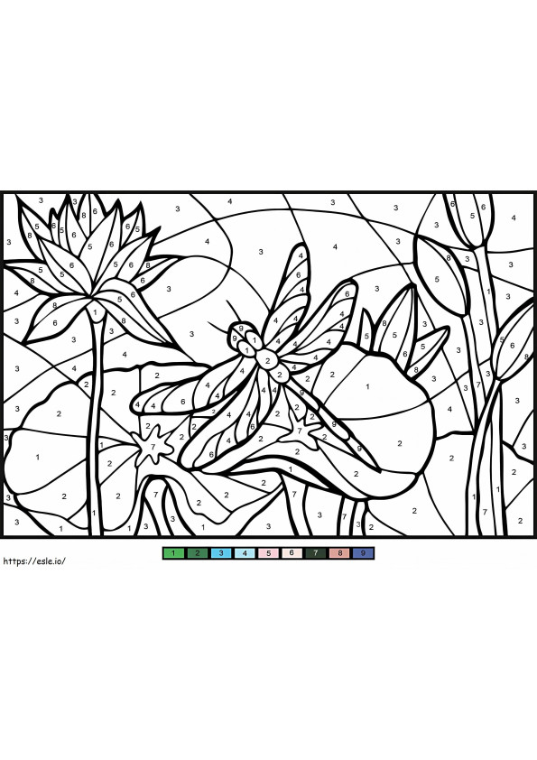 Coloriage Couleur de libellule par numéro 1 à imprimer dessin