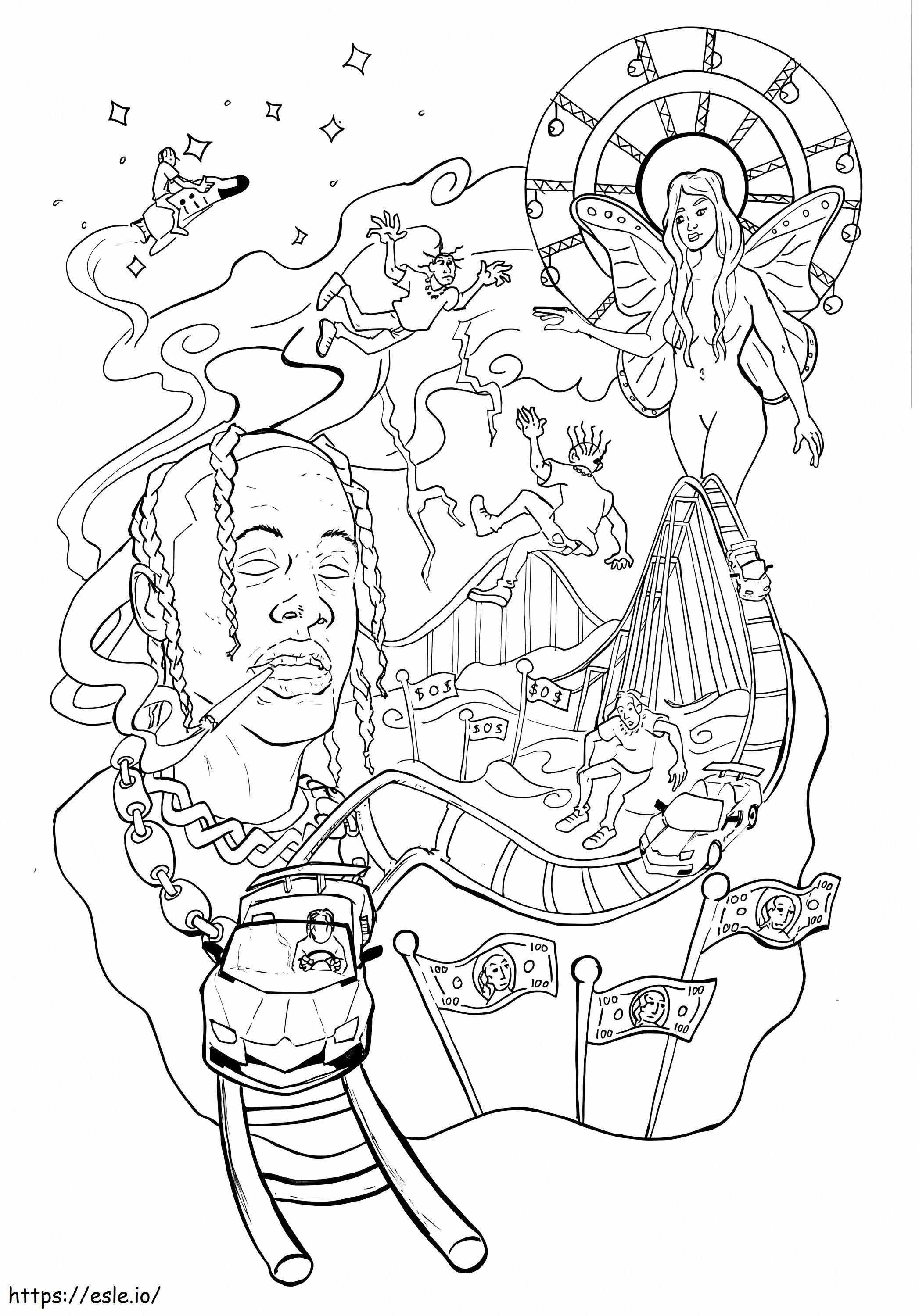 Astro Thunder By Travis Scott coloring page