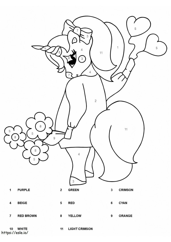 Beautiful Unicorn Color By Number coloring page