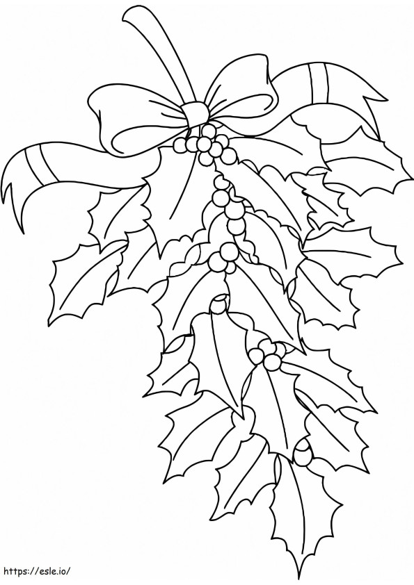 Free Christmas Holly coloring page