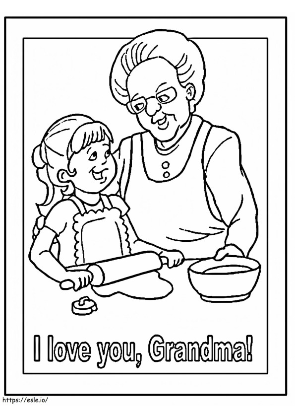 Rakastan sinua isoäiti värityskuva