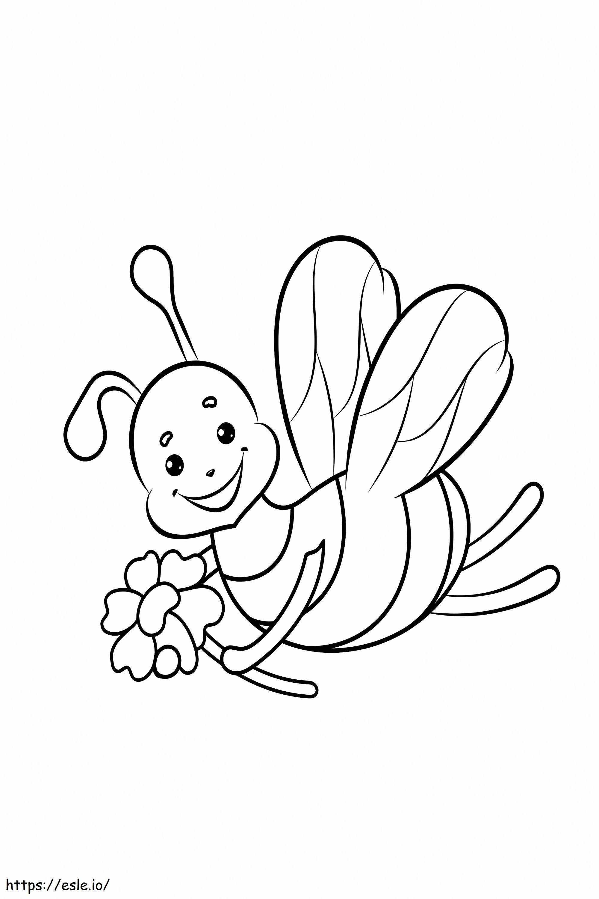 Coloriage Abeille tenant une fleur à imprimer dessin