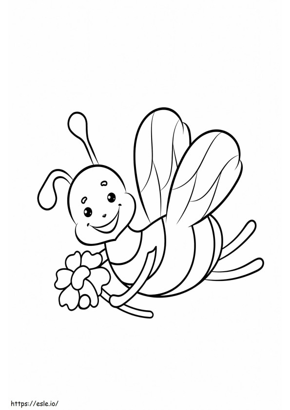 Bee Holding Flower coloring page