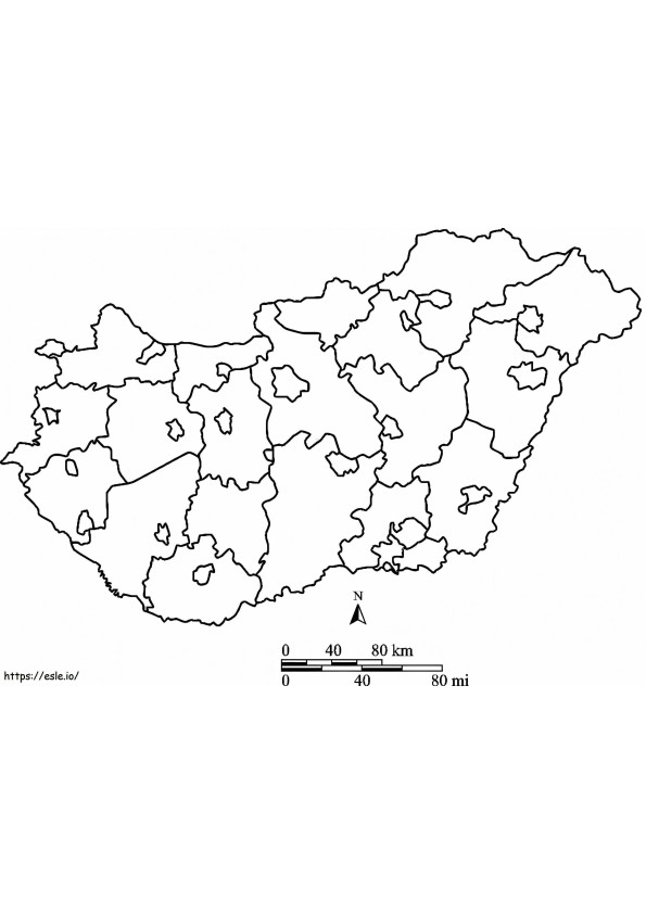 Mapa Węgier kolorowanka
