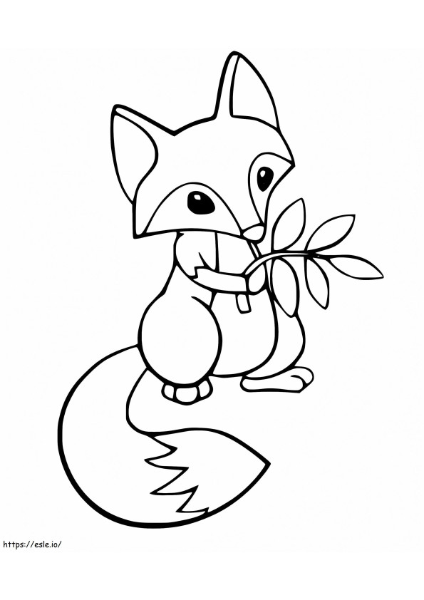 Cute Fox And Leaves coloring page