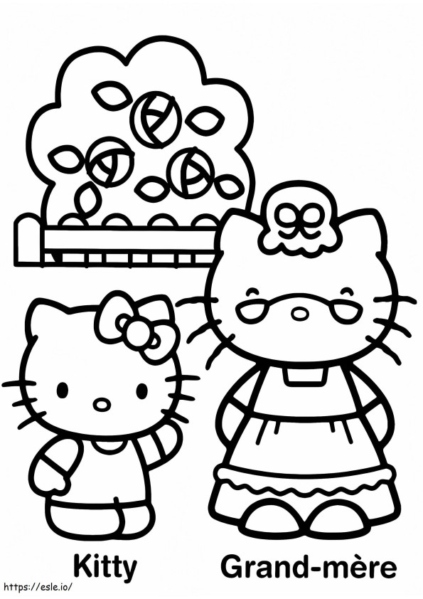 Coloriage Hello Kitty Et Grand Mère à imprimer dessin