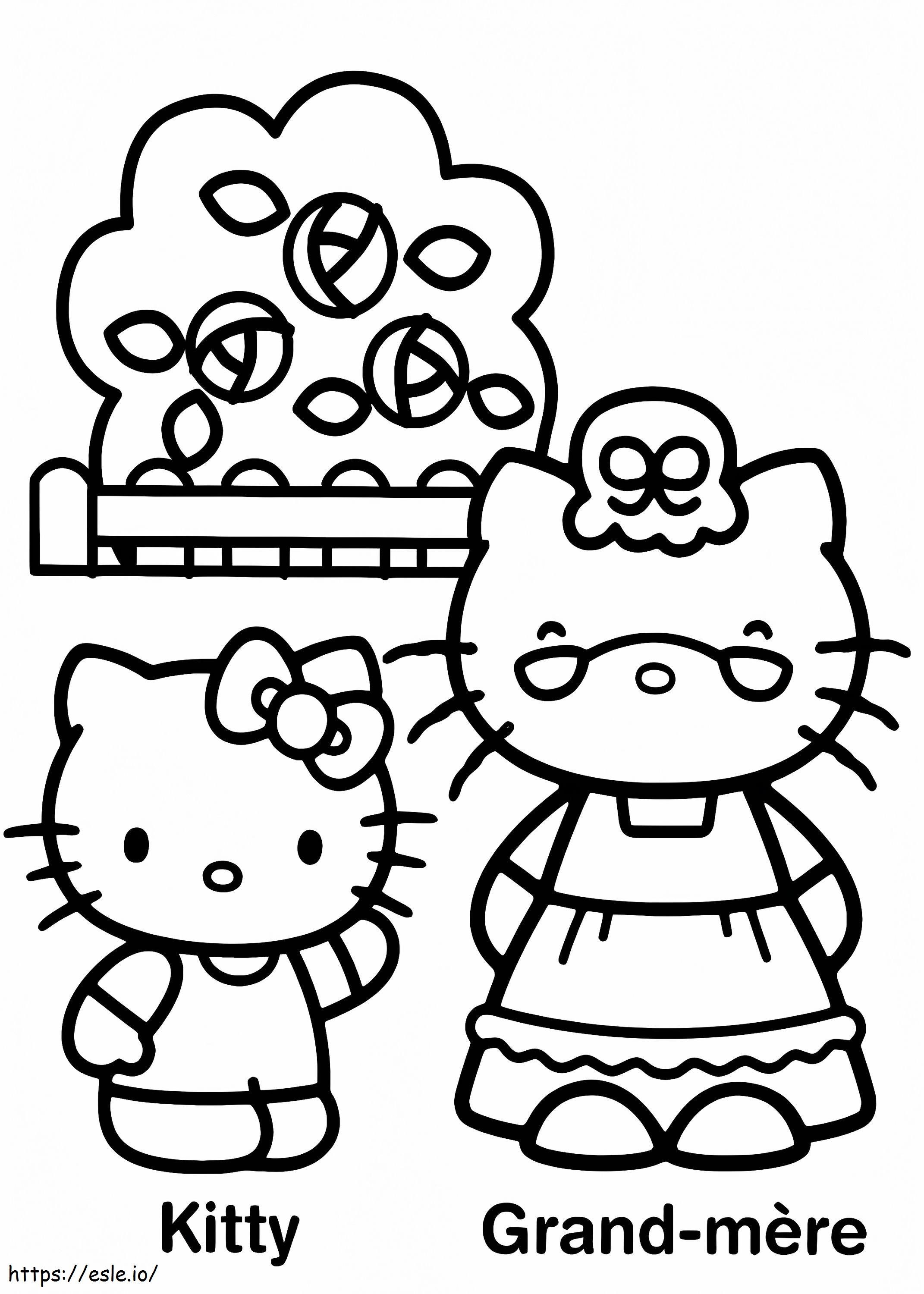 Hello Kitty Et Grand Mere coloring page