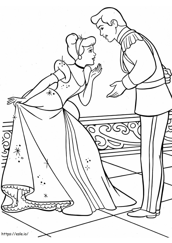 Cinderela e Príncipe para colorir