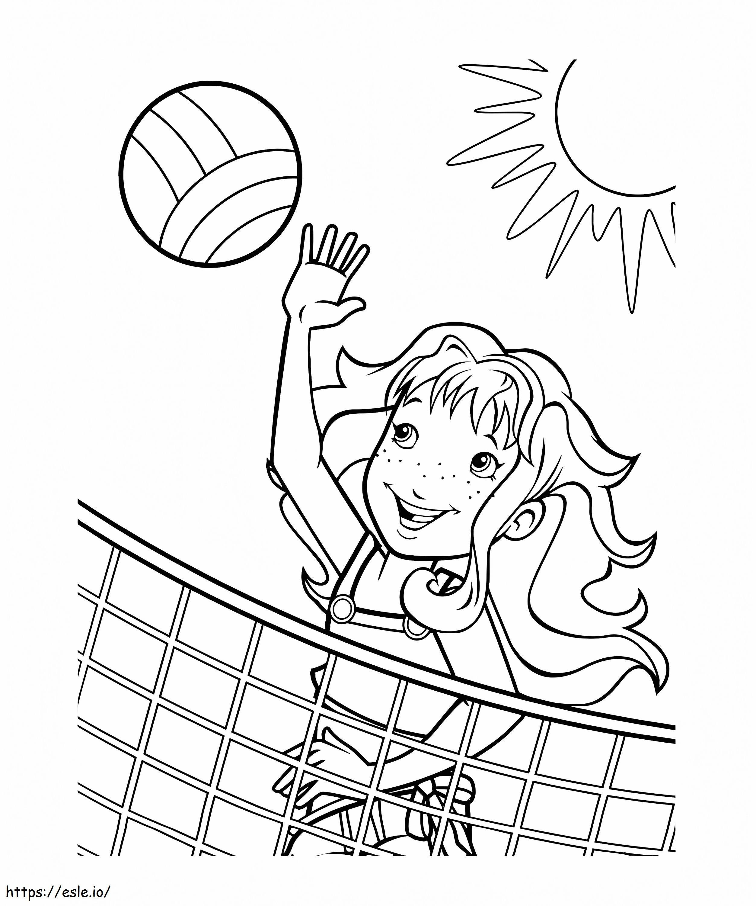 Dibujos para colorear de niña jugando voleibol para colorear