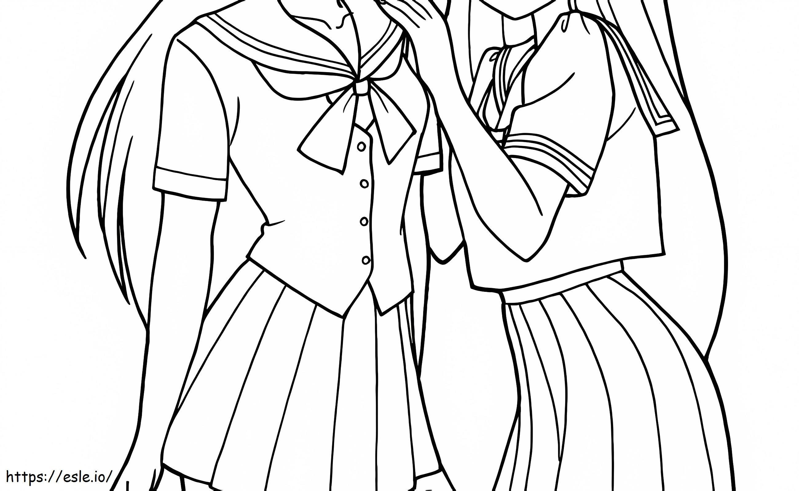 Corpo Dois Anime Girl para colorir