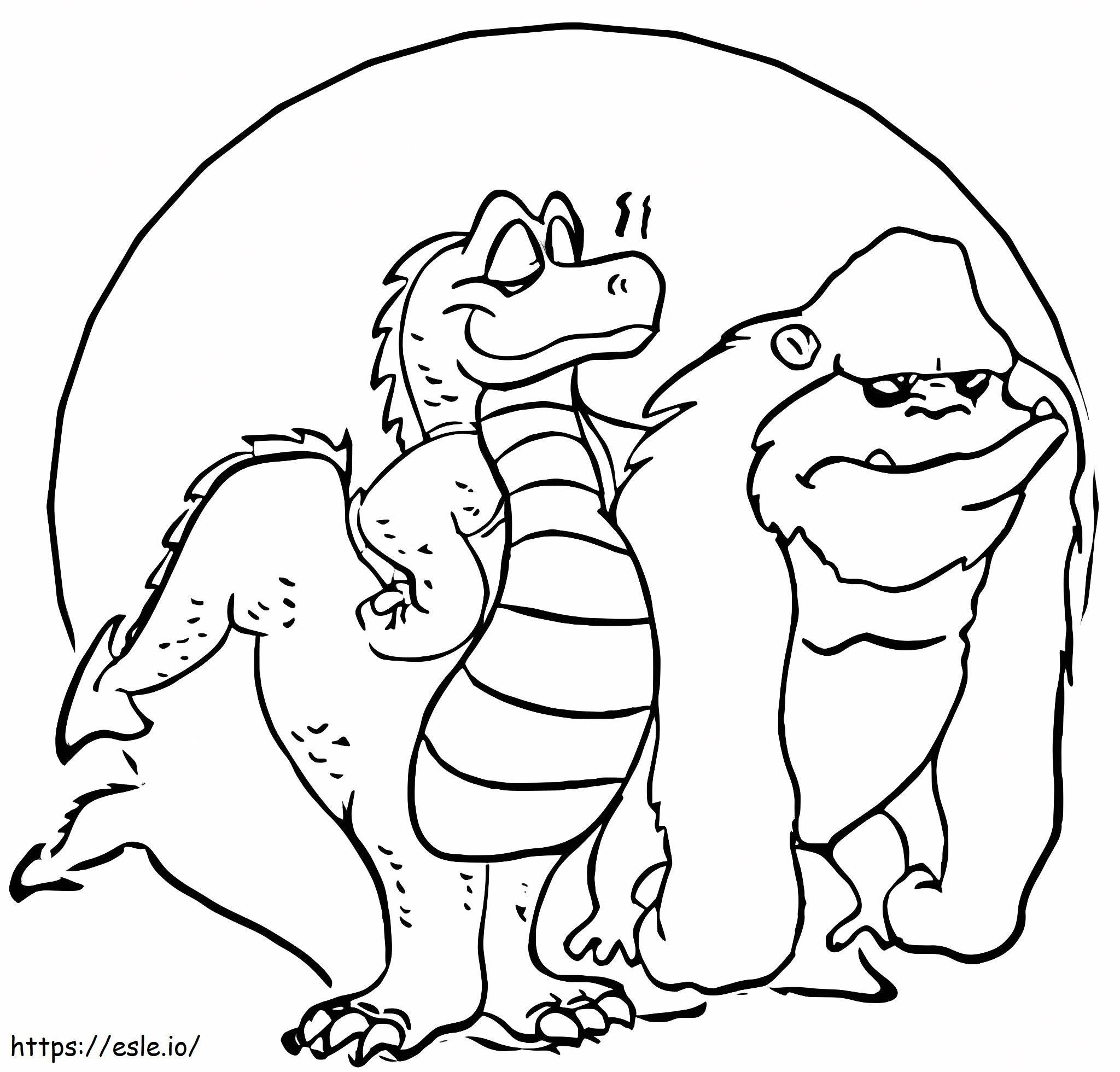 Godzilla dan Kong yang lucu Gambar Mewarnai