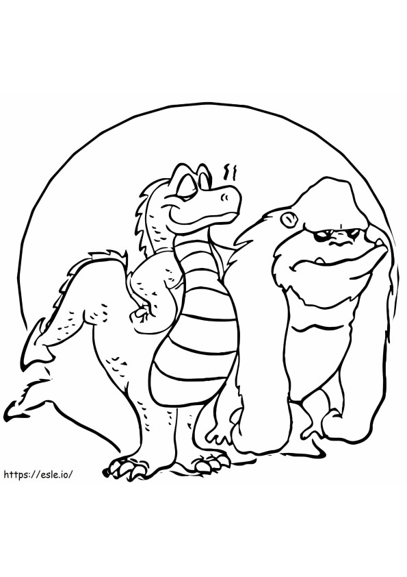 Funny Godzilla And Kong coloring page
