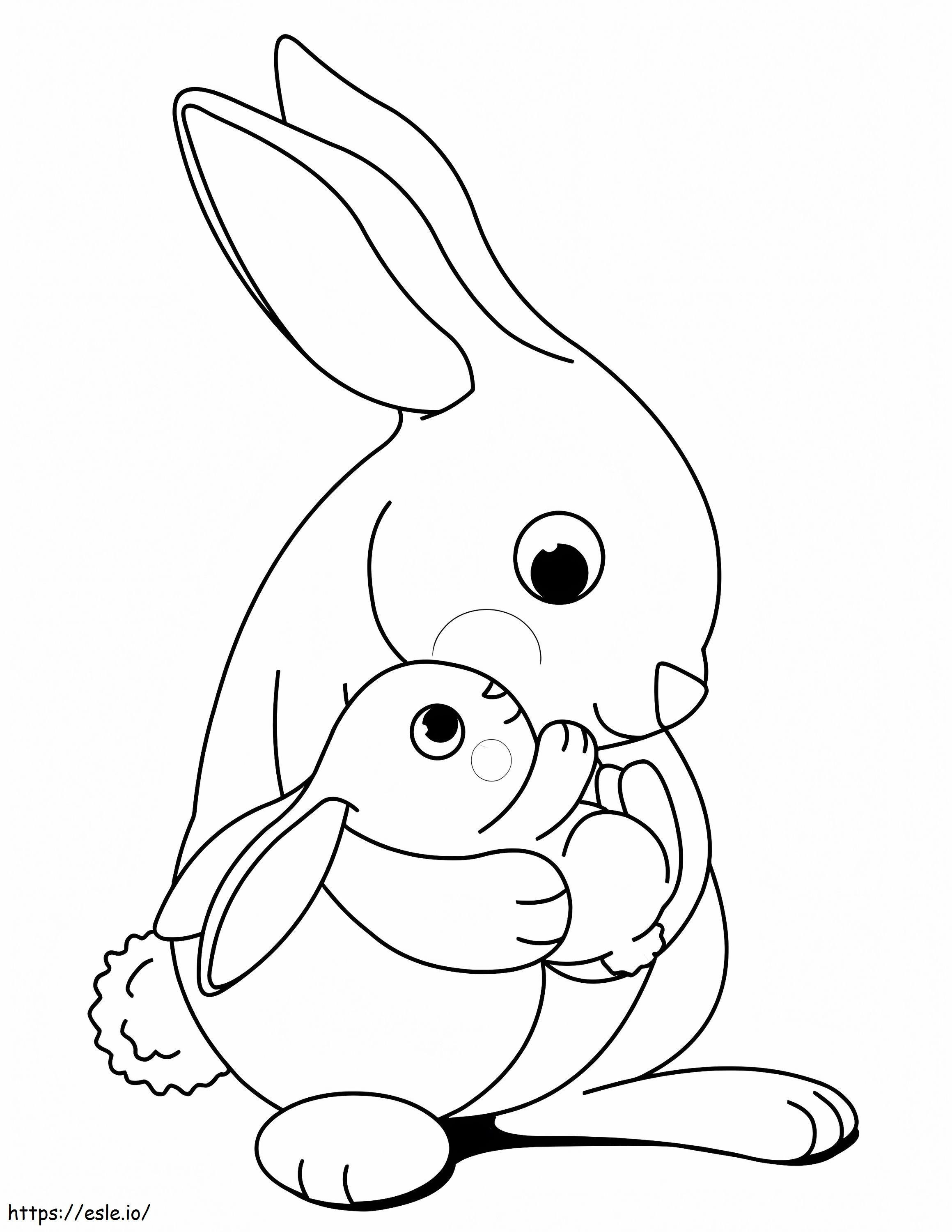 Coloriage Maman et bébé lapin à imprimer dessin