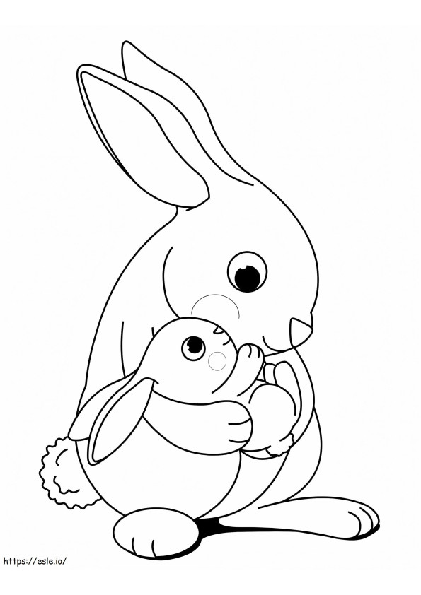 Mom And Baby Rabbit coloring page