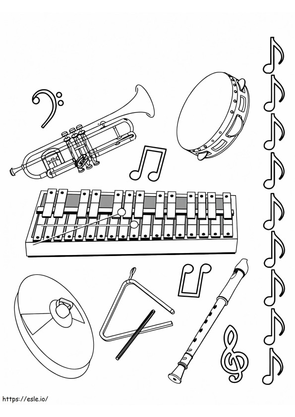 Normaal muziekinstrument kleurplaat