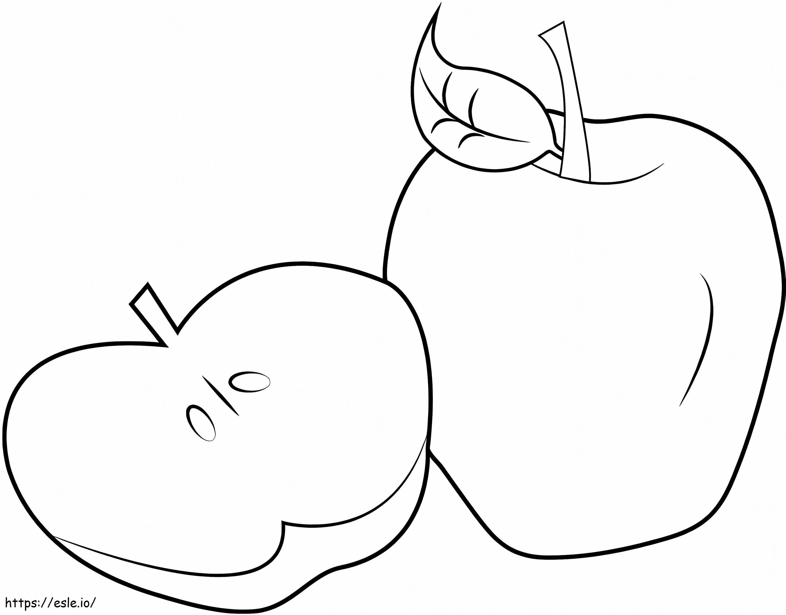 スライスしたリンゴとリンゴ ぬりえ - 塗り絵