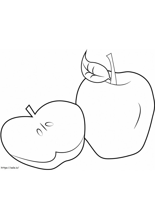 Coloriage Pomme tranchée et une pomme à imprimer dessin