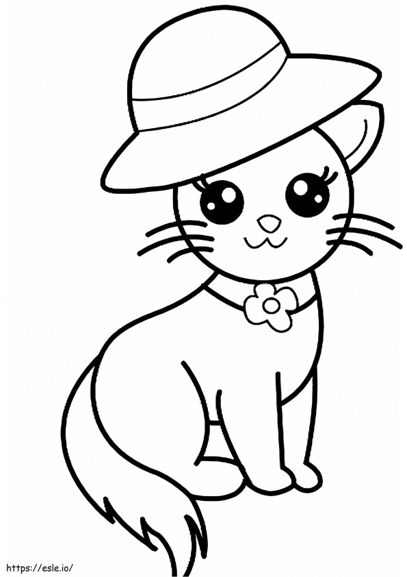 1532747054 Cat Wearing Hat A4 coloring page