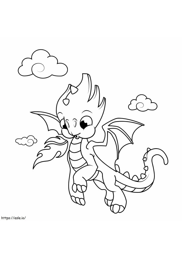 Bebé Dragón Volando para colorear
