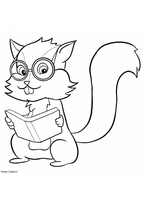 Livro de leitura de esquilo para colorir