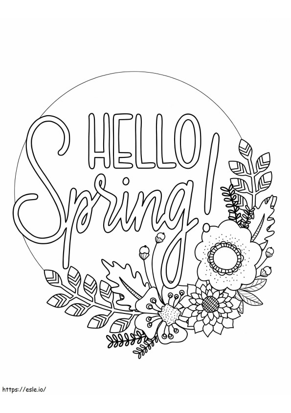 Normaali Hello Spring värityskuva