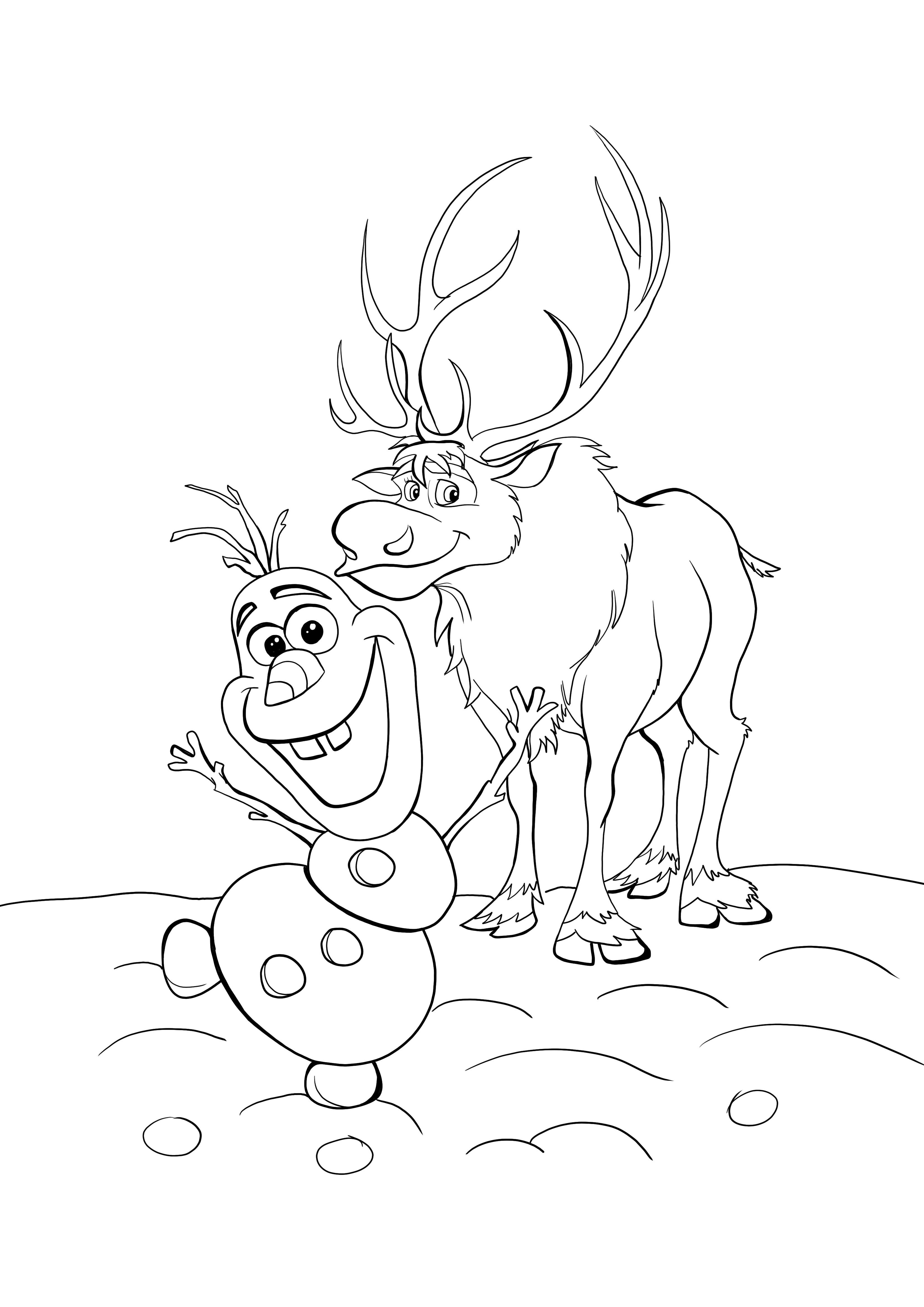 Sven e Olaf para colorir e baixar grátis